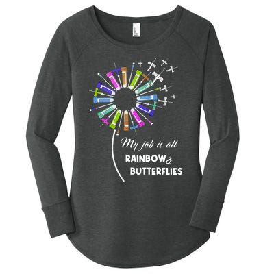 Laboratory Medical Technologist My Job Is All Rainbow And Butterflies Women's Perfect Tri Tunic Long Sleeve Shirt