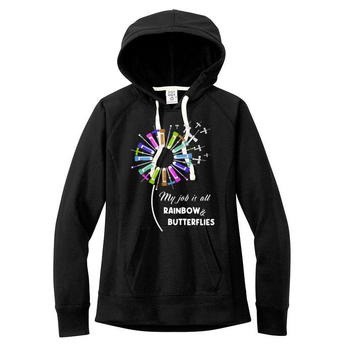 Laboratory Medical Technologist My Job Is All Rainbow And Butterflies Women's Fleece Hoodie