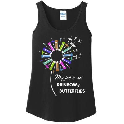 Laboratory Medical Technologist My Job Is All Rainbow And Butterflies Ladies Essential Tank