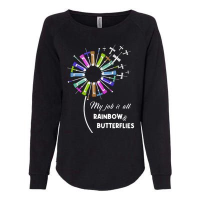 Laboratory Medical Technologist My Job Is All Rainbow And Butterflies Womens California Wash Sweatshirt