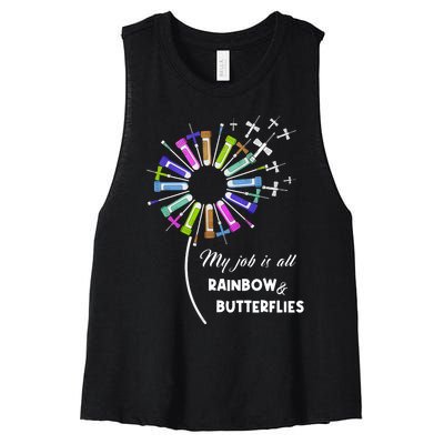 Laboratory Medical Technologist My Job Is All Rainbow And Butterflies Women's Racerback Cropped Tank