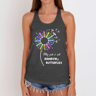 Laboratory Medical Technologist My Job Is All Rainbow And Butterflies Women's Knotted Racerback Tank