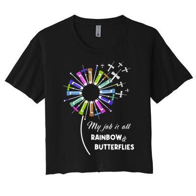 Laboratory Medical Technologist My Job Is All Rainbow And Butterflies Women's Crop Top Tee