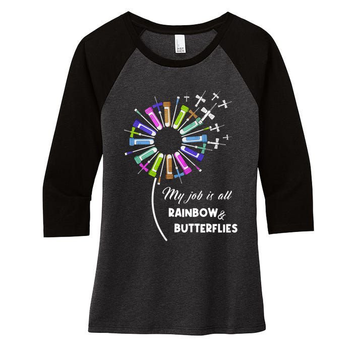 Laboratory Medical Technologist My Job Is All Rainbow And Butterflies Women's Tri-Blend 3/4-Sleeve Raglan Shirt