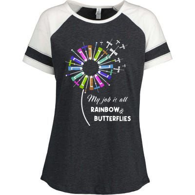 Laboratory Medical Technologist My Job Is All Rainbow And Butterflies Enza Ladies Jersey Colorblock Tee