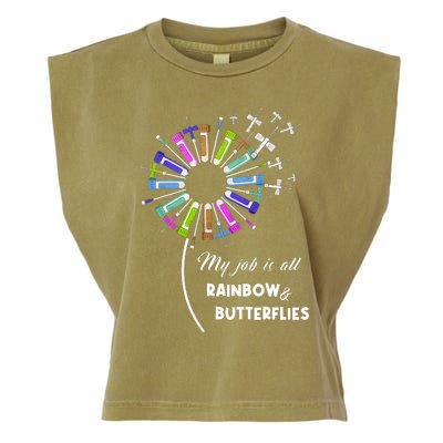 Laboratory Medical Technologist My Job Is All Rainbow And Butterflies Garment-Dyed Women's Muscle Tee