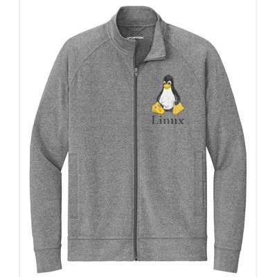 Linux Mascot Tux The Penguin Vintage Nerd Geek Sysadmin Gift Stretch Full-Zip Cadet Jacket