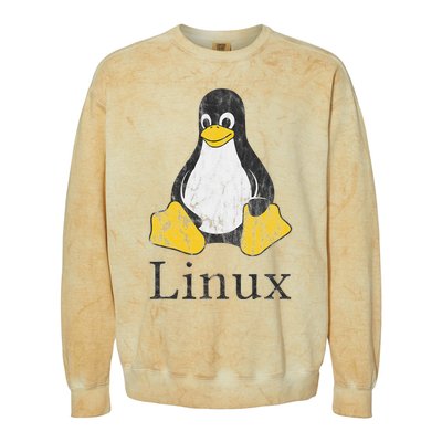 Linux Mascot Tux The Penguin Vintage Nerd Geek Sysadmin Gift Colorblast Crewneck Sweatshirt