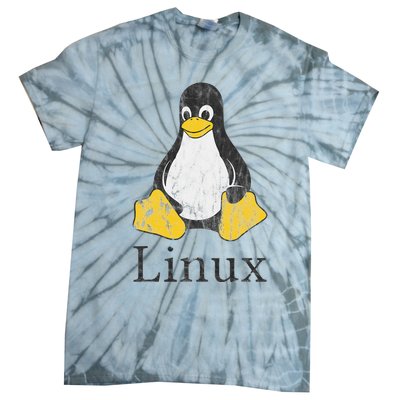 Linux Mascot Tux The Penguin Vintage Nerd Geek Sysadmin Gift Tie-Dye T-Shirt