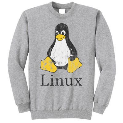 Linux Mascot Tux The Penguin Vintage Nerd Geek Sysadmin Gift Tall Sweatshirt