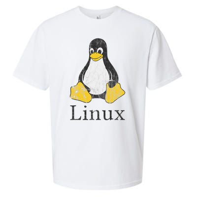 Linux Mascot Tux The Penguin Vintage Nerd Geek Sysadmin Gift Sueded Cloud Jersey T-Shirt