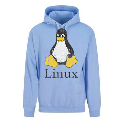 Linux Mascot Tux The Penguin Vintage Nerd Geek Sysadmin Gift Unisex Surf Hoodie