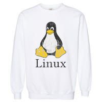 Linux Mascot Tux The Penguin Vintage Nerd Geek Sysadmin Gift Garment-Dyed Sweatshirt