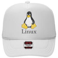 Linux Mascot Tux The Penguin Vintage Nerd Geek Sysadmin Gift High Crown Mesh Back Trucker Hat