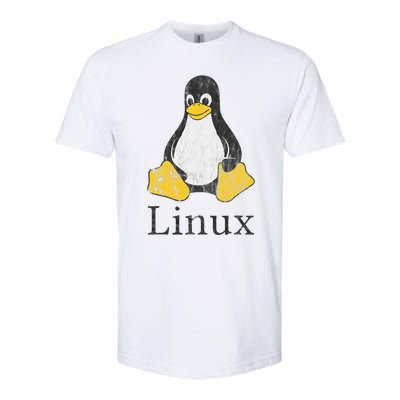 Linux Mascot Tux The Penguin Vintage Nerd Geek Sysadmin Gift Softstyle CVC T-Shirt