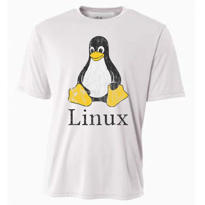 Linux Mascot Tux The Penguin Vintage Nerd Geek Sysadmin Gift Cooling Performance Crew T-Shirt