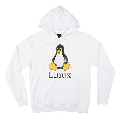 Linux Mascot Tux The Penguin Vintage Nerd Geek Sysadmin Gift Hoodie