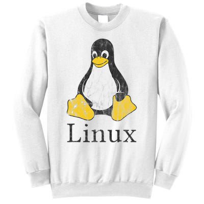 Linux Mascot Tux The Penguin Vintage Nerd Geek Sysadmin Gift Sweatshirt