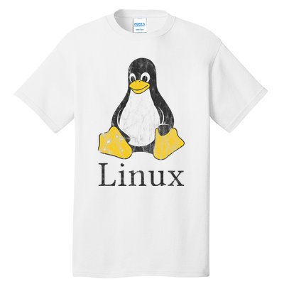 Linux Mascot Tux The Penguin Vintage Nerd Geek Sysadmin Gift Tall T-Shirt