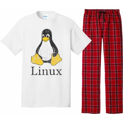 Linux Mascot Tux The Penguin Vintage Nerd Geek Sysadmin Gift Pajama Set