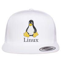 Linux Mascot Tux The Penguin Vintage Nerd Geek Sysadmin Gift Flat Bill Trucker Hat