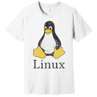 Linux Mascot Tux The Penguin Vintage Nerd Geek Sysadmin Gift Premium T-Shirt