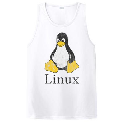 Linux Mascot Tux The Penguin Vintage Nerd Geek Sysadmin Gift PosiCharge Competitor Tank