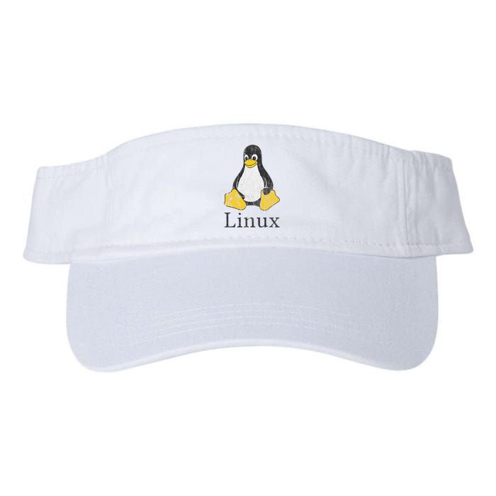 Linux Mascot Tux The Penguin Vintage Nerd Geek Sysadmin Gift Valucap Bio-Washed Visor