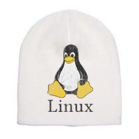 Linux Mascot Tux The Penguin Vintage Nerd Geek Sysadmin Gift Short Acrylic Beanie