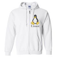 Linux Mascot Tux The Penguin Vintage Nerd Geek Sysadmin Gift Full Zip Hoodie