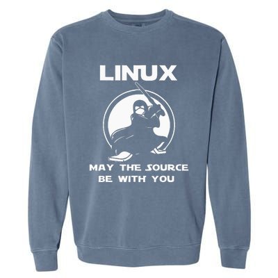 Linux May The Source Be With You Garment-Dyed Sweatshirt