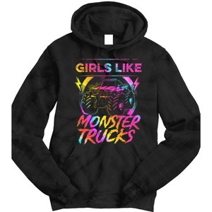 Like Monster Trucks Too Girl Monster Truck Tie Dye Hoodie