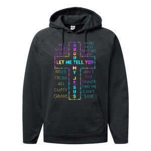 Let Me Tell You About My Jesus Christian Bible God Tie Dye Performance Fleece Hoodie