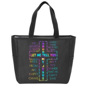 Let Me Tell You About My Jesus Christian Bible God Tie Dye Zip Tote Bag