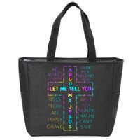 Let Me Tell You About My Jesus Christian Bible God Tie Dye Zip Tote Bag