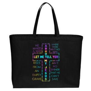 Let Me Tell You About My Jesus Christian Bible God Tie Dye Cotton Canvas Jumbo Tote