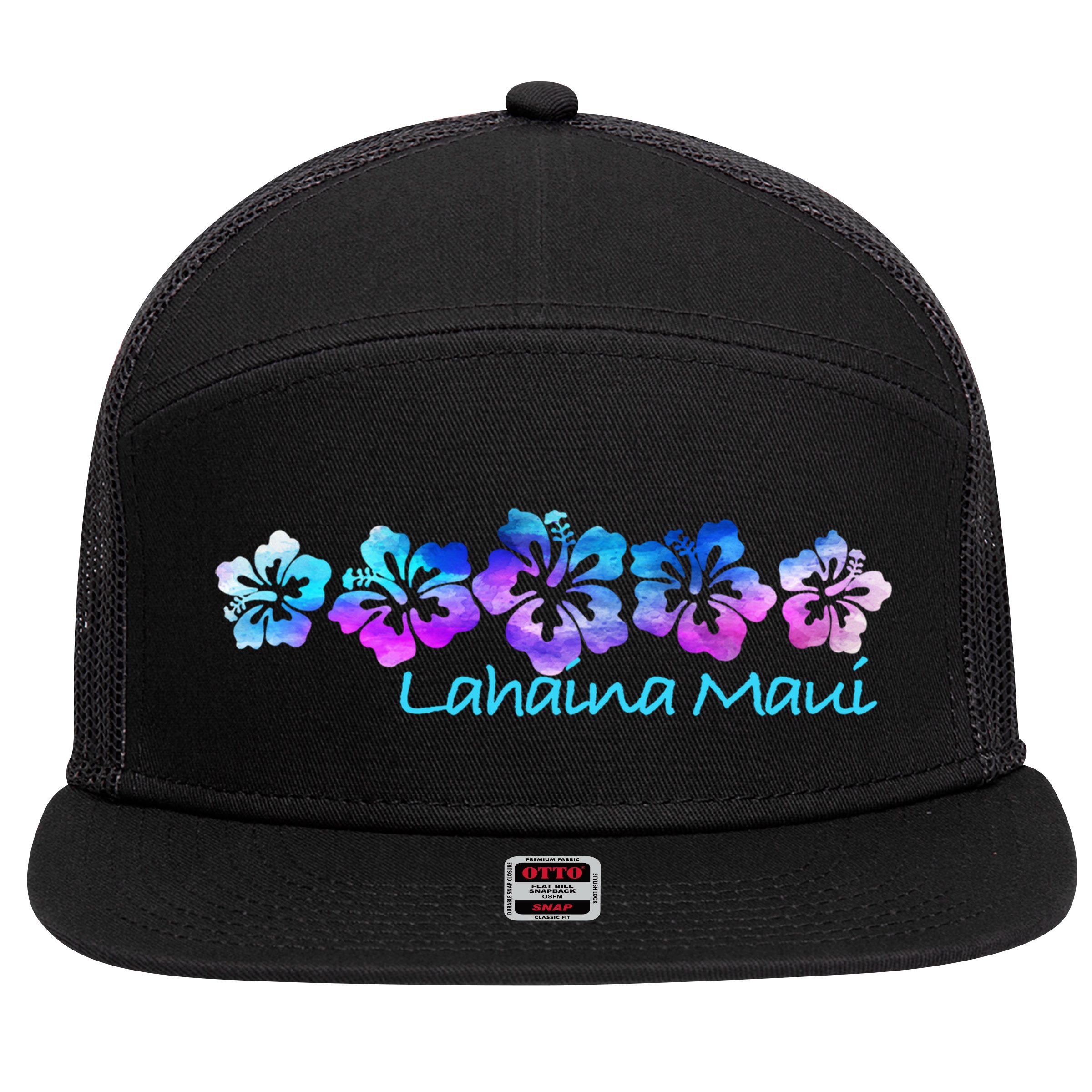 Lahaina Maui Tropical Flower Great Giftgiftvacation Beach Gift 7 Panel Mesh Trucker Snapback Hat