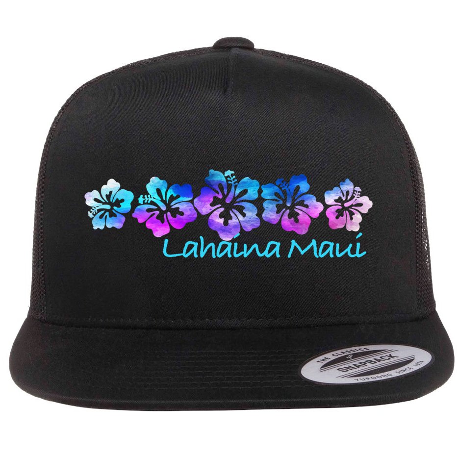 Lahaina Maui Tropical Flower Great Giftgiftvacation Beach Gift Flat Bill Trucker Hat