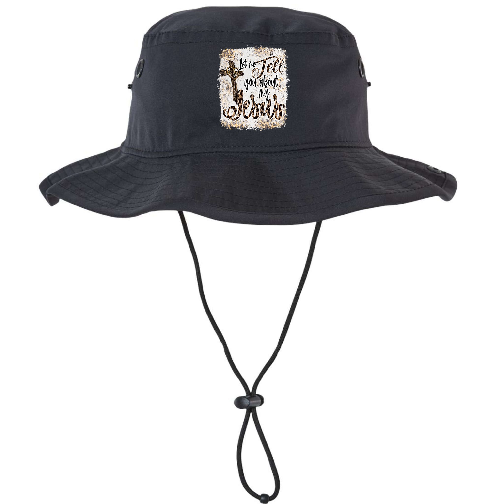 Let Me Tell You About My Jesus Leopard Bleached Bible Bucket Hat