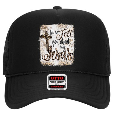 Let Me Tell You About My Jesus Leopard Bleached Bible Hat