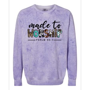 Leopard Made To Worship Bible Christian Western Country Gift Colorblast Crewneck Sweatshirt