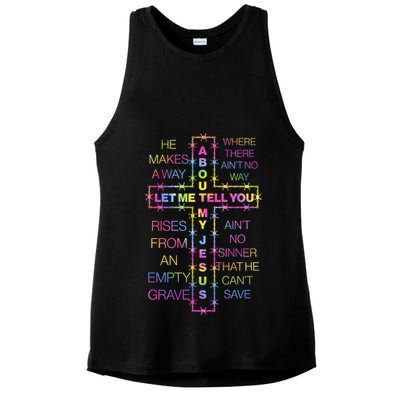 Let Me Tell You About My Jesus Ladies PosiCharge Tri-Blend Wicking Tank