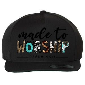 Leopard Made To Worship Bible Christian Western Country Gift Wool Snapback Cap