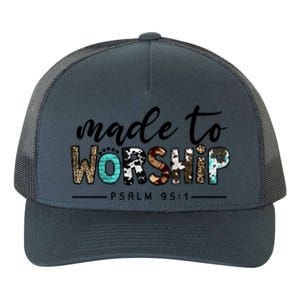 Leopard Made To Worship Bible Christian Western Country Gift Yupoong Adult 5-Panel Trucker Hat