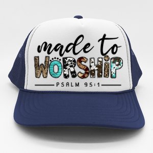 Leopard Made To Worship Bible Christian Western Country Gift Trucker Hat