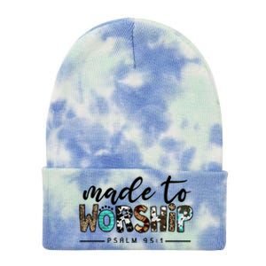 Leopard Made To Worship Bible Christian Western Country Gift Tie Dye 12in Knit Beanie