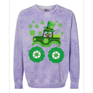 Leprechaun Monster Truck Pugs St Patricks Day Dog Lover Colorblast Crewneck Sweatshirt