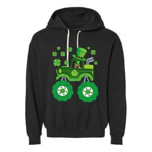 Leprechaun Monster Truck Pugs St Patricks Day Dog Lover Garment-Dyed Fleece Hoodie