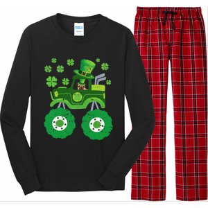 Leprechaun Monster Truck Pugs St Patricks Day Dog Lover Long Sleeve Pajama Set