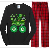 Leprechaun Monster Truck Pugs St Patricks Day Dog Lover Long Sleeve Pajama Set